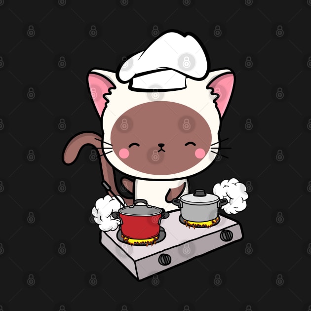 Funny white Cat is cooking by Pet Station