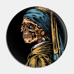 Skull With A Pearl Earring Pin