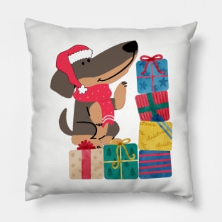 Wiener Dog Christmas Pillow