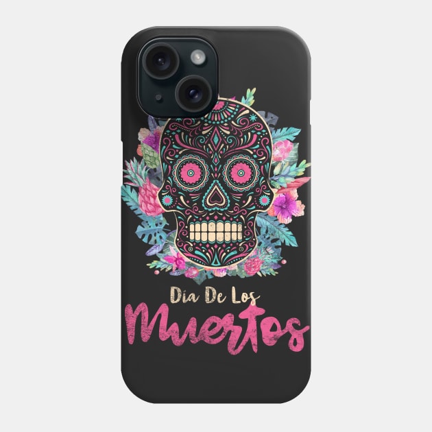 Dia De Los Muertos Flower Sugar Skull Phone Case by SolarFlare