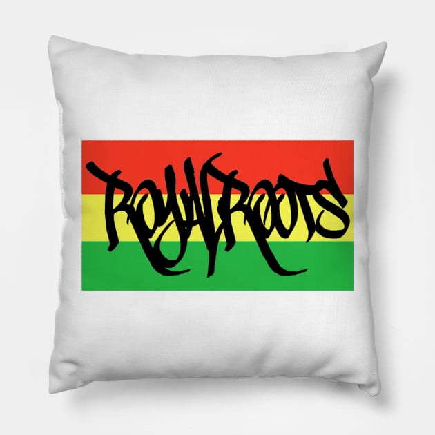 Royal Roots Rasta Tag Logo Pillow by DJ RunDat