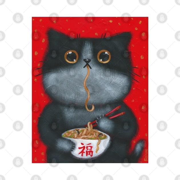Kitty's Noodles by KilkennyCat Art