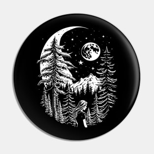 Hiking, Stars, Forest & Moon Celestial Pin