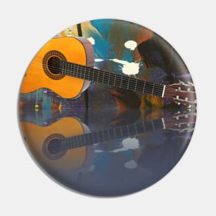 Acoustic Guitar Reflection Artwork Pin