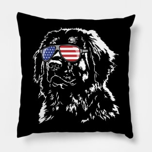 Leonberger American Flag sunglasses patriotic dog Pillow