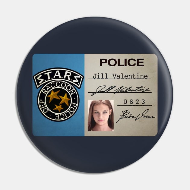 Jill Valentine - Raccoon Police Dept. - Photo ID Pin by The Badin Boomer