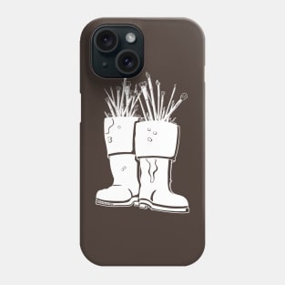 Paint Brush White Lineart Rain Boots Phone Case