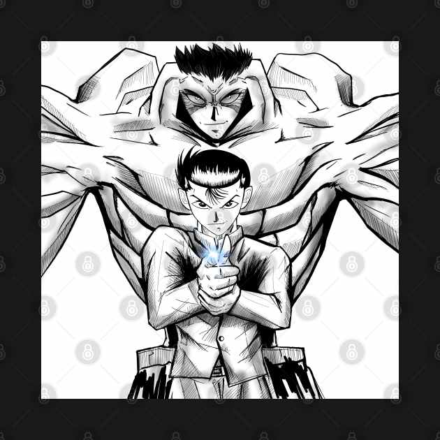 yusuke urameshi and the spirit gun art by jorge_lebeau