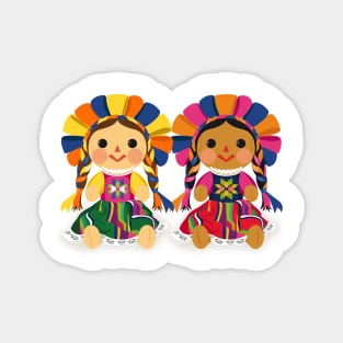 Mexican María Dolls. Mexican Otomi Dolls. Traditional Mexican Rag Dolls Magnet