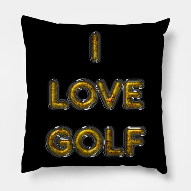 I Love Golf - Yellow Pillow by The Black Panther