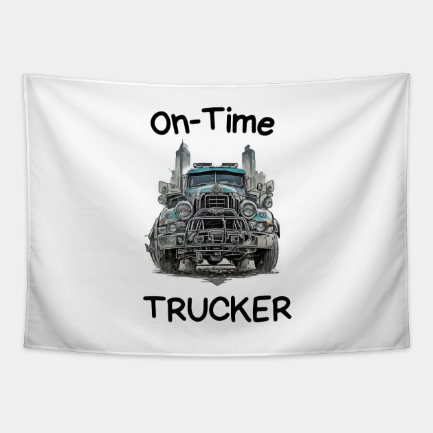 Truck Trucking Funny Retro Vintage Country Road Tapestry by Flowering Away