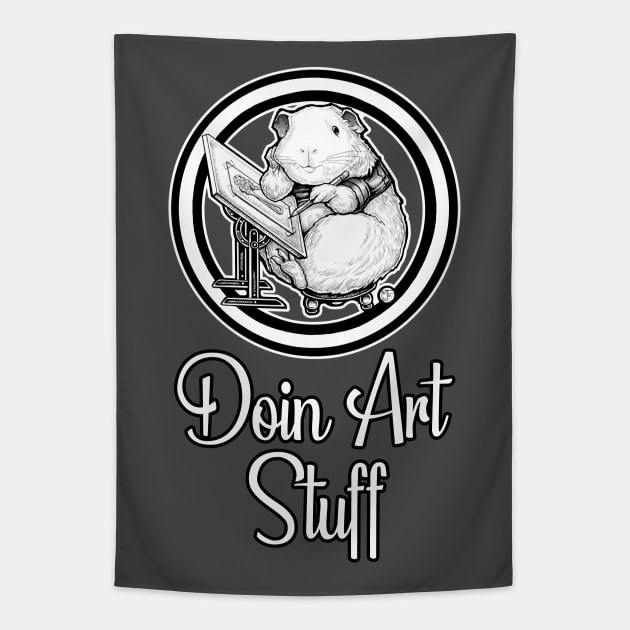 Doin Art Stuff - Guinea Pig - Artist Tapestry by Nat Ewert Art