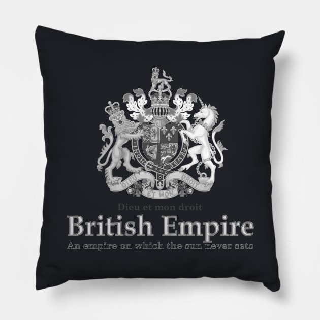 British Empire - black and white coat of arms Pillow by Madi's shop