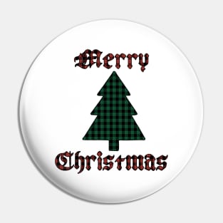 Merry Christmas Tree Plaid (Large Design) Pin