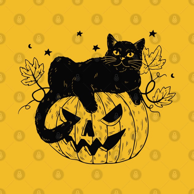 Vintage Jack O Lantern Cat by machmigo