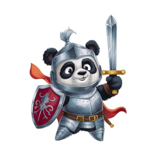 Knight Panda - Valiant Defender - Medieval Warrior Panda Tee T-Shirt