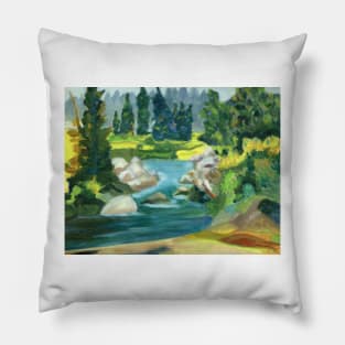 Green River. Oil On Canvas Painting Pillow