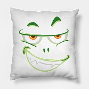 intimidate green monster face Pillow