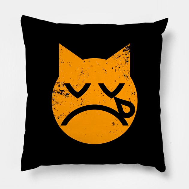 Crying Grunge Cat Emoji Pillow by tinybiscuits