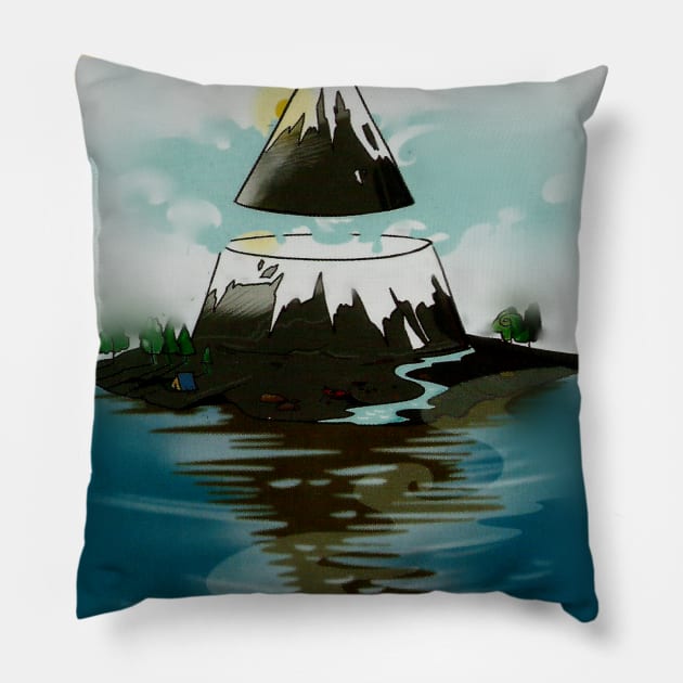 Flooded mountain Pillow by Bafro