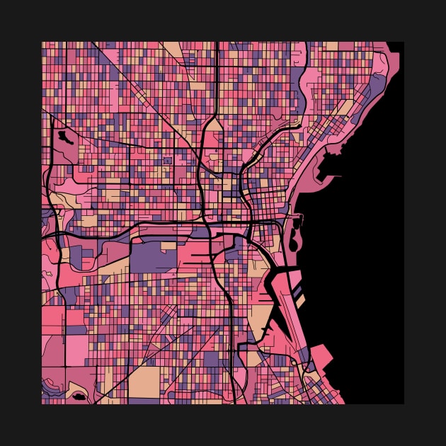 Milwaukee Map Pattern in Purple & Pink by PatternMaps