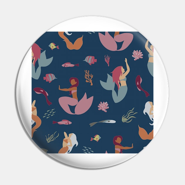 Mermaids on Navy Condensed Pin by A2Gretchen