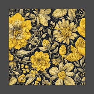 intricate yellow flower pattern design T-Shirt