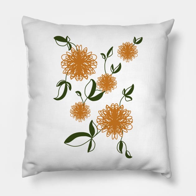 Cozy Vintage Autumn Leaves Thistle Flower Pattern Pillow by faiiryliite