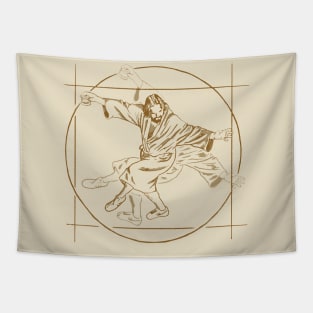 Vitruvian Dude - Big Lebowski Yoga Pose Tapestry