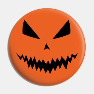 Halloween Jack OLantern cool scary evil pumpkin face black on orange Pin