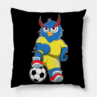 Owl as Soccer player with Soccer ball Pillow