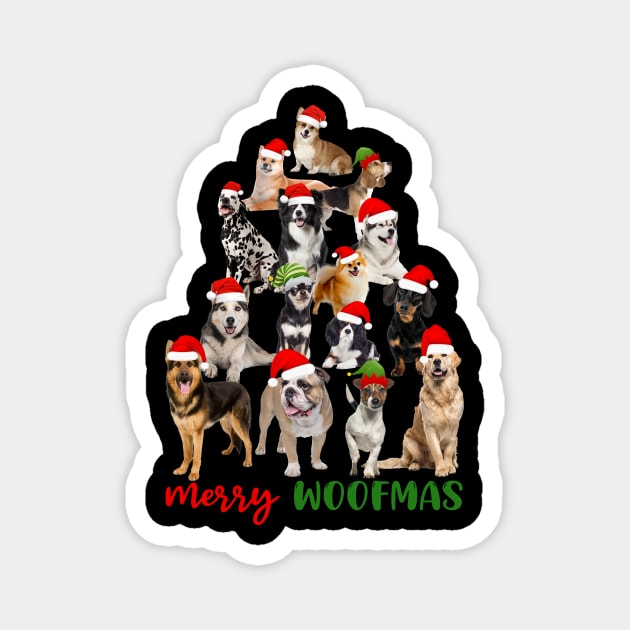 Funny Merry Woofmas Christmas Dog Tree Magnet by Magazine