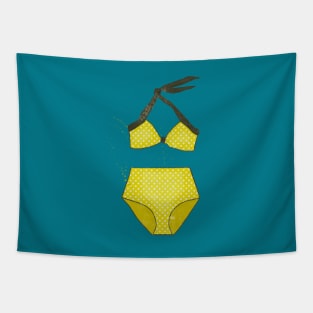 Yellow Polkadot Bikini Tapestry