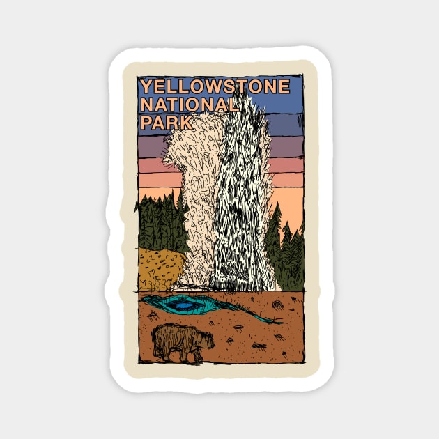 Yellowstone National Park Magnet by Hinterlund