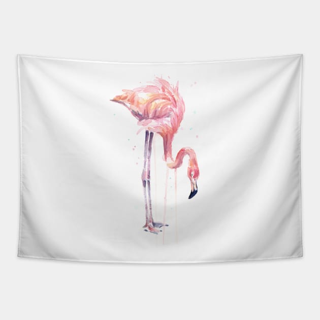 Flamingo Painting Watercolor Tapestry by Olechka