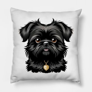 Head affenpinscher dog pet portrait cartoon vector illustration Pillow