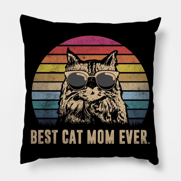 Vintage Best Cat Mom Ever Funny Father_s Day Gift Shirt Pillow by HomerNewbergereq