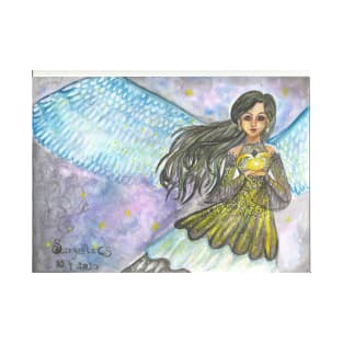 Fairy of stars - A magical fairy with feathers illustration  inspired by the night sky T-Shirt