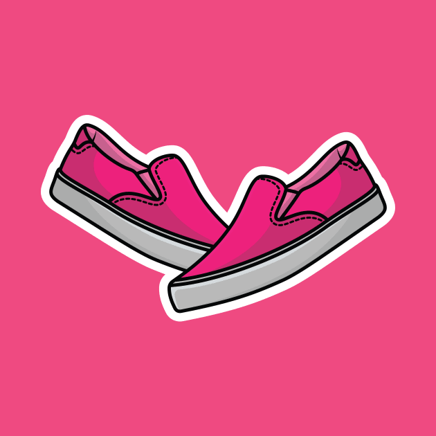 Pair Of Running Shoes Sticker vector illustration. Fashion object icon design concept. Boys outdoor fashion shoes sticker vector design with shadow. by AlviStudio