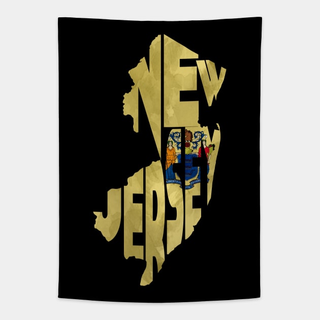 New Jersey Typo Map Tapestry by inspirowl