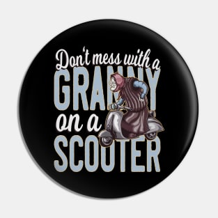 Funny Granny on a Scooter Pin