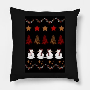 Christmas Trees and Snowman - Novelty Pillow