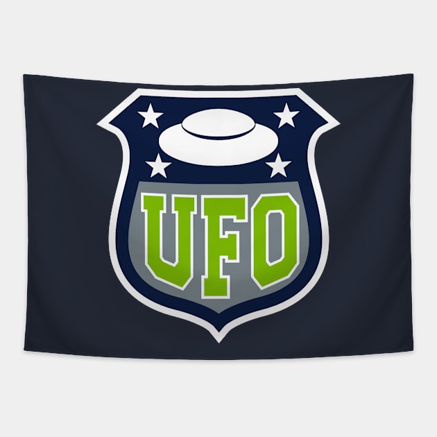 UFO Shield Tapestry by reyacevedoart