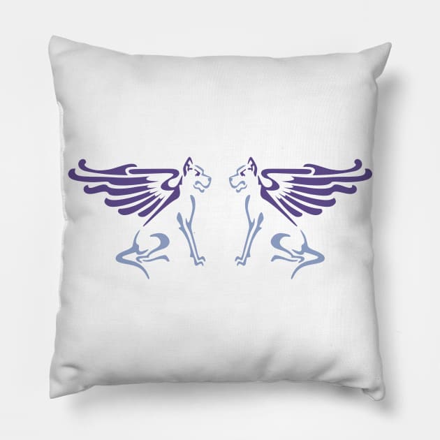 Winged dog Pillow by VrijFormaat