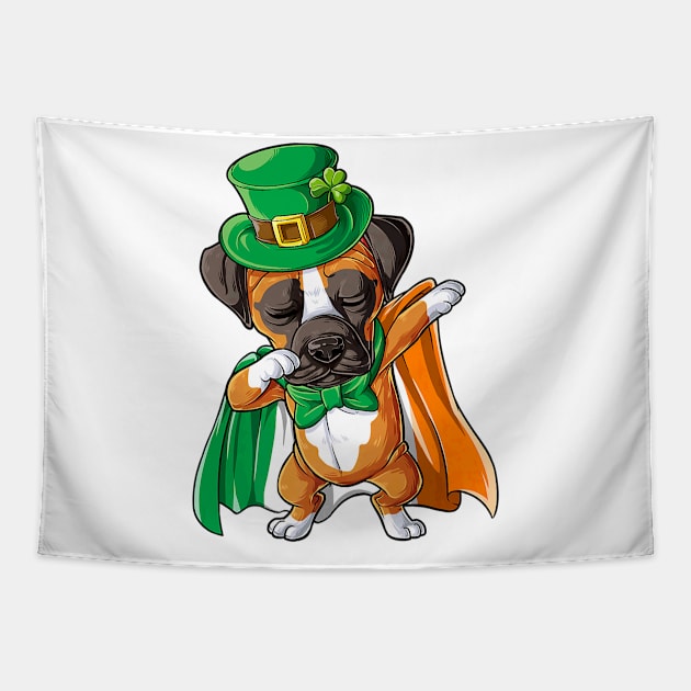 Dabbing Boxer St Patricks Day Boys Leprechaun Irish Tapestry by Macy XenomorphQueen