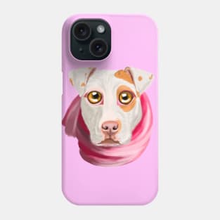 Big-Eyed Cute Pitbull Dog With A Pink Scarf Phone Case