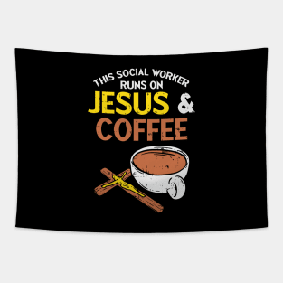 Funny Social Worker Work Coffee Gift Tapestry