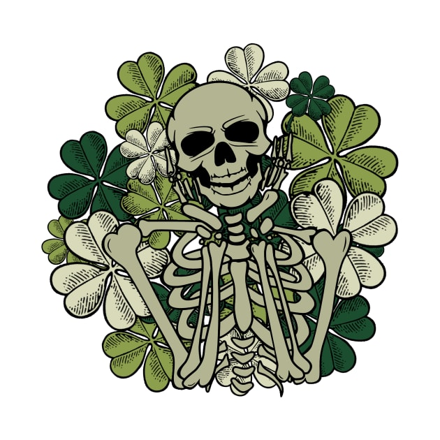 Lucky Shamrock Clover Skeleton Saint Patricks Day by Maddalena's