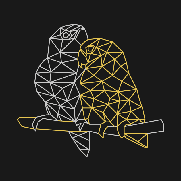 Gold and silver lovebirds by Wild Geometric