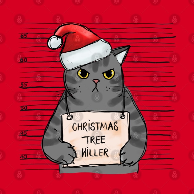 Christmas Tree Killer - Angry Christmas Cat by Pop Cult Store